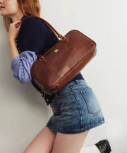 Chic Coffee Faux Leather Durable Shoulder Bag