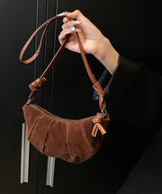 Chic Coffee Wrinkled Patchwork Suede Hobo Bag