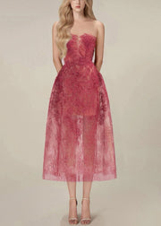 Chic Cold Shoulder Sequins High Waist Lace Long Dress Sleeveless