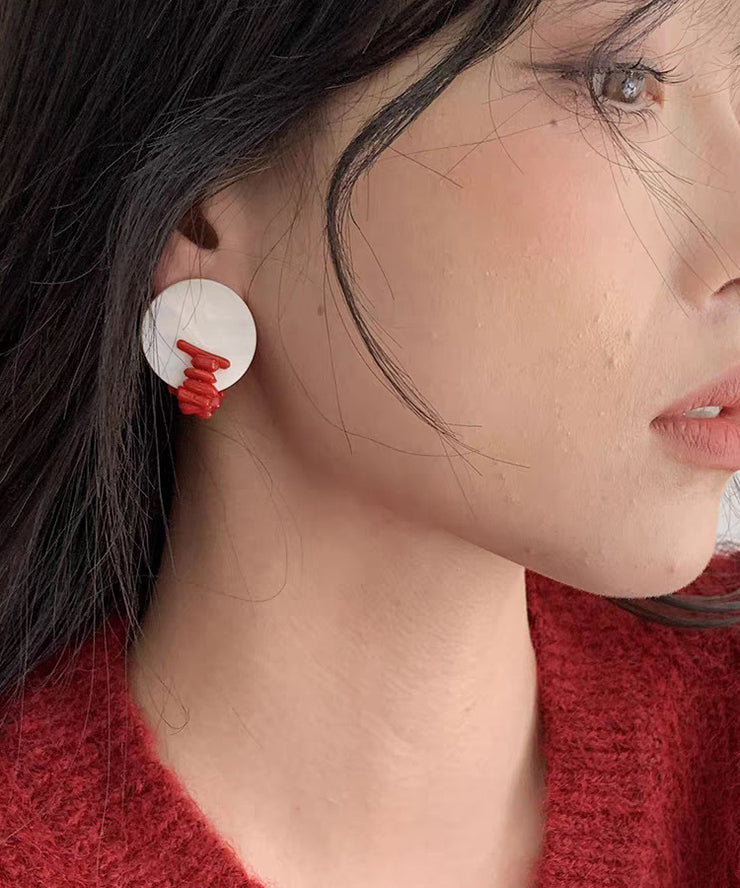 Chic Colorblock Alloy Shell Stud Earrings