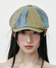 Chic Colorblock Korean Version Denim Breton Hat