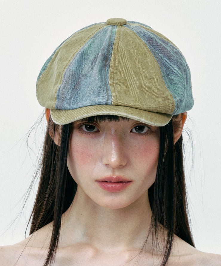 Chic Colorblock Korean Version Denim Breton Hat