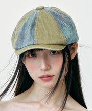 Chic Colorblock Korean Version Denim Breton Hat