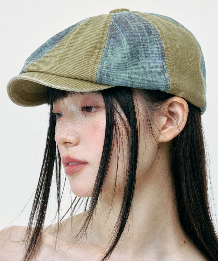 Chic Colorblock Korean Version Denim Breton Hat