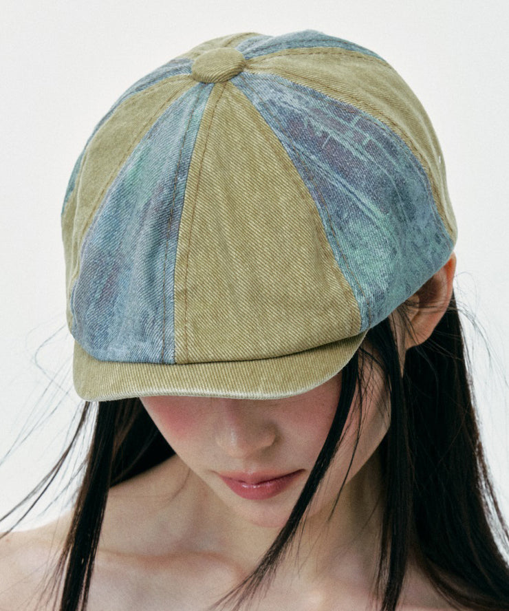 Chic Colorblock Korean Version Denim Breton Hat
