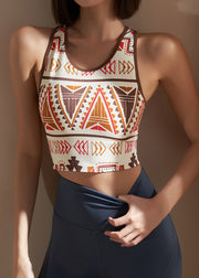 Chic Colorblock O-Neck Print Sports Bra