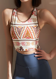 Chic Colorblock O-Neck Print Sports Bra