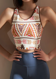Chic Colorblock O-Neck Print Sports Bra