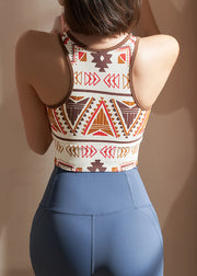 Chic Colorblock O-Neck Print Sports Bra