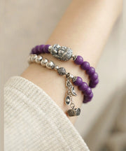 Chic Colorblock Sterling Silver Thriving Business Beading Charm Bracelet