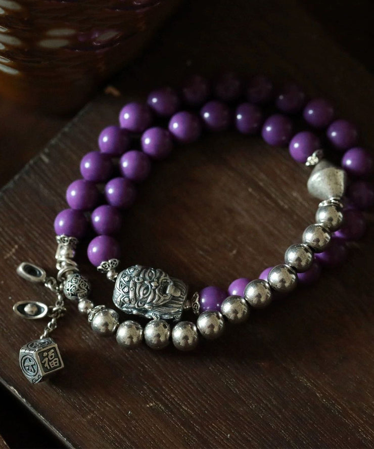 Chic Colorblock Sterling Silver Thriving Business Beading Charm Bracelet