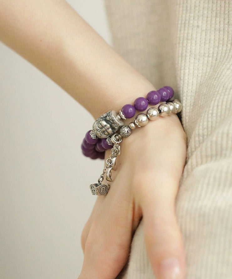 Chic Colorblock Sterling Silver Thriving Business Beading Charm Bracelet