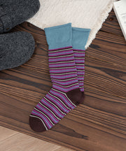 Chic Colorblock Striped Cotton Mid Calf Socks