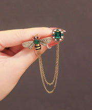 Chic Copper Overgild Zircon Bee Tassel Brooches
