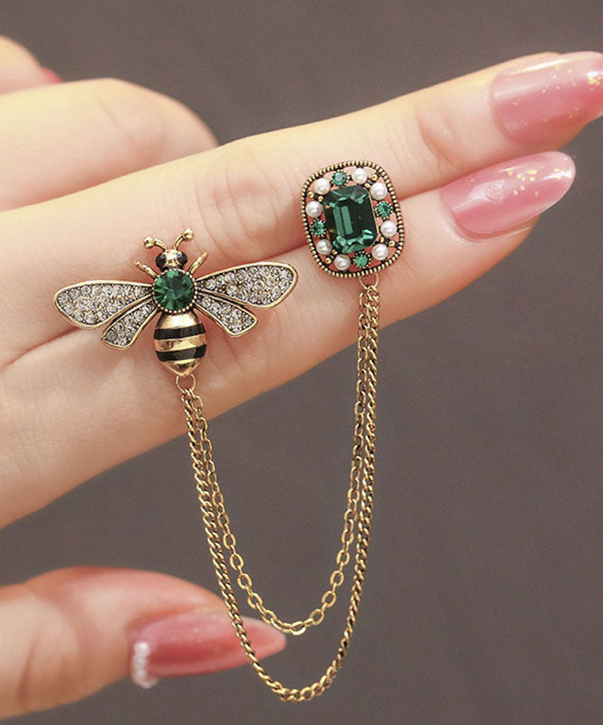 Chic Copper Overgild Zircon Bee Tassel Brooches