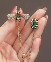 Chic Copper Overgild Zircon Bee Tassel Brooches