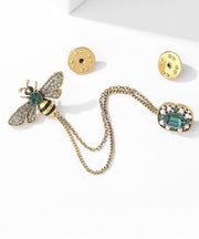 Chic Copper Overgild Zircon Bee Tassel Brooches