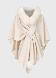 Chic Dark Grey Fur Collar Coats Batwing Sleeve