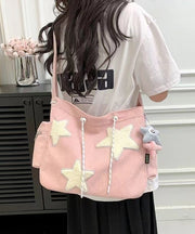 Chic Five-pointed Star Appliques Drawstring Corduroy Shoulder Bags