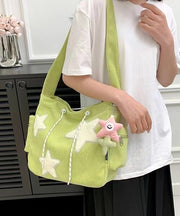 Chic Five-pointed Star Appliques Drawstring Corduroy Shoulder Bags
