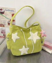 Chic Five-pointed Star Appliques Drawstring Corduroy Shoulder Bags