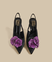 Chic Floral Splicing Stiletto Sandals Yellow Faux Leather