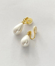 Chic Gold Copper Alloy Pearl Water Drop Stud Earrings