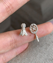 Chic Gold Copper Alloy Zircon Asymmetrical Badminton Racket Drop Earrings