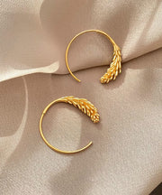 Chic Gold Copper Overgild Ear Of Wheat Hoop Earrings