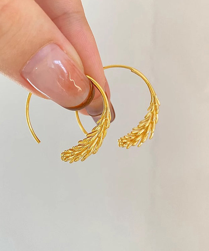 Chic Gold Copper Overgild Ear Of Wheat Hoop Earrings
