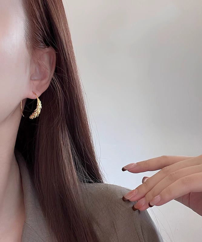 Chic Gold Copper Overgild Ear Of Wheat Hoop Earrings