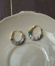 Chic Gold Copper Overgild Shell Hoop Earrings