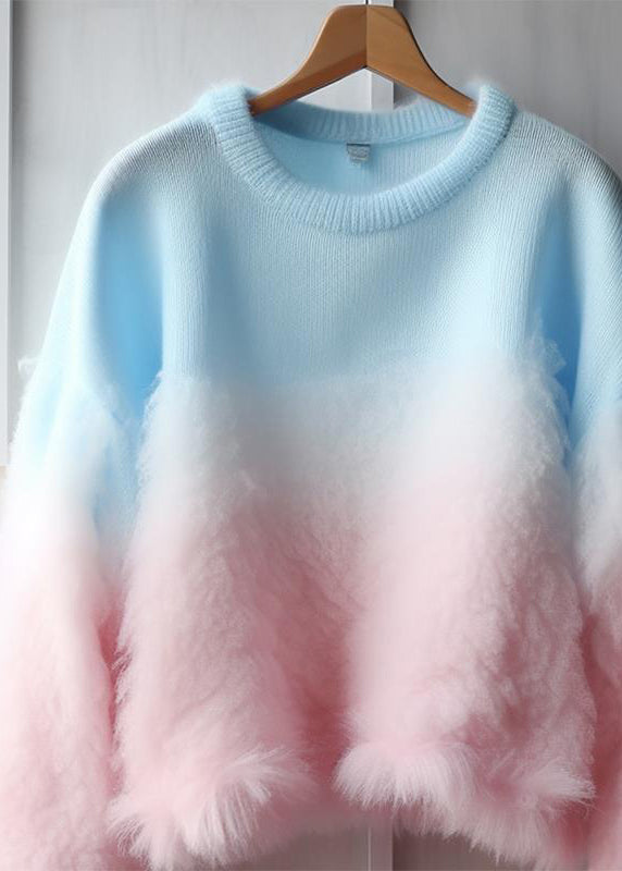 Chic Gradient Color Fluffy Cozy Cotton Knit Sweaters Fall – SooLinen