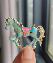 Chic Green Copper Overgild Enamel Win Instant Success Brooches