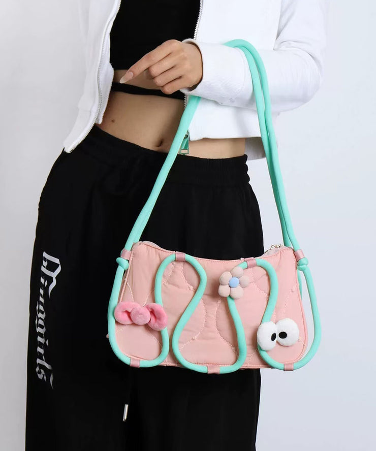 Chic Green Fine Cotton Filled Diy Flower Shoulder Bags