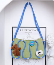 Chic Green Fine Cotton Filled Diy Flower Shoulder Bags