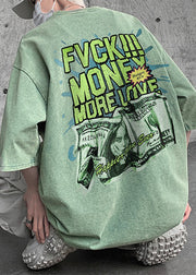 Chic Green Letter Print Cotton Best T Shirts Men Half Sleeve