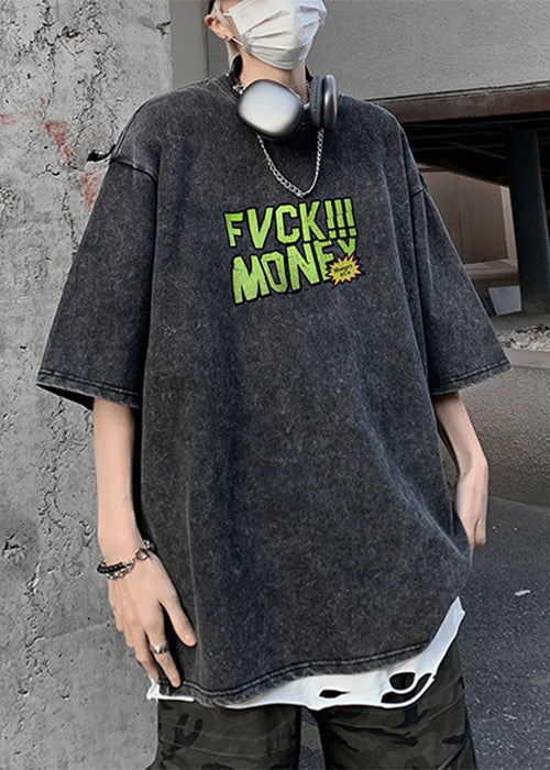 Chic Green Letter Print Cotton Best T Shirts Men Half Sleeve