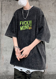 Chic Green Letter Print Cotton Best T Shirts Men Half Sleeve