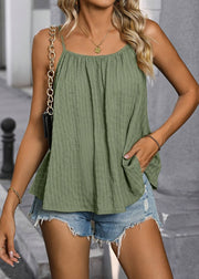 Chic Green Loose Solid Vest Sleeveless