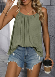 Chic Green Loose Solid Vest Sleeveless