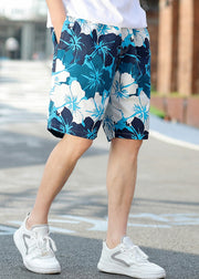 Chic Green Print Cotton Pockets Men Shorts Summer
