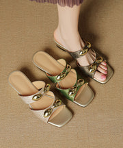 Chic Green Splicing Wedge Slide Sandals Peep Toe