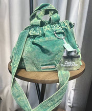 Chic Green Tie Dye Denim Versatile Tote Bag