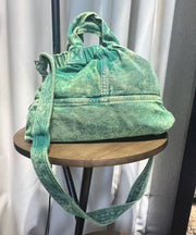 Chic Green Tie Dye Denim Versatile Tote Bag
