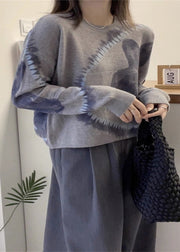 Chic Grey O Neck Animal Print Thick Woolen Sweaters Fall
