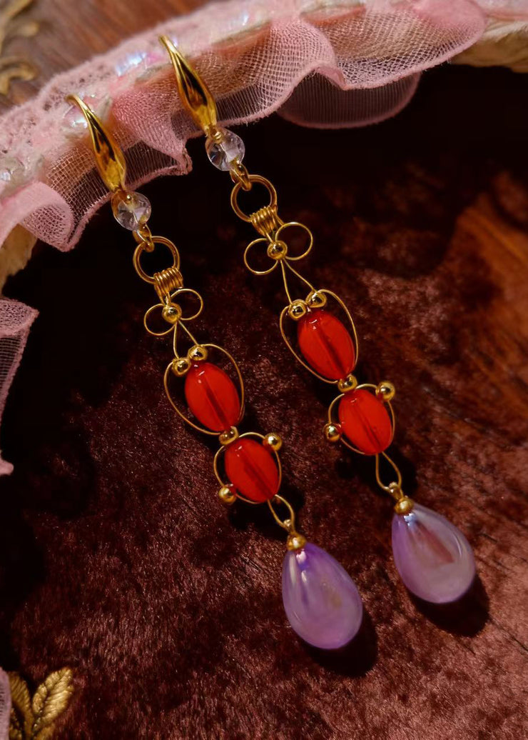 Chic Lavender Tasseled Acrylic Drop Earrings