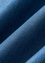 Chic Light Blue Pockets Tie Waist Denim Silk Wide Leg Pants Fall