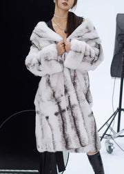 Chic Light Yellow Peter Pan Collar Rabbit Fuzzy Fur Coat Winter