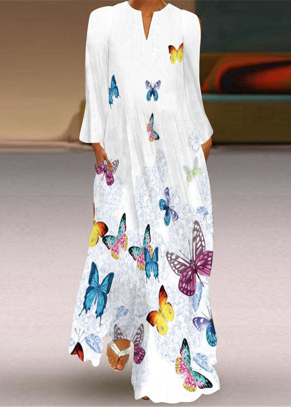 Chic Loving Heart Print Chiffon Holiday Maxi Dress Spring